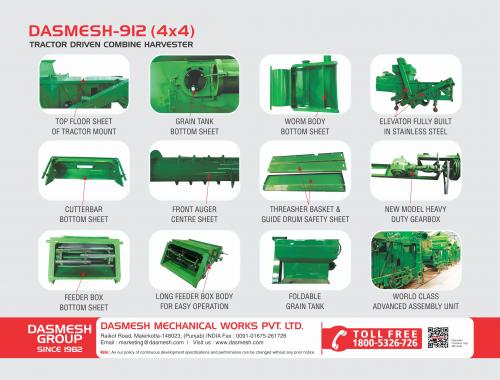 Dasmesh - 912 (4x4)-Tractor Driven Combine Harvester